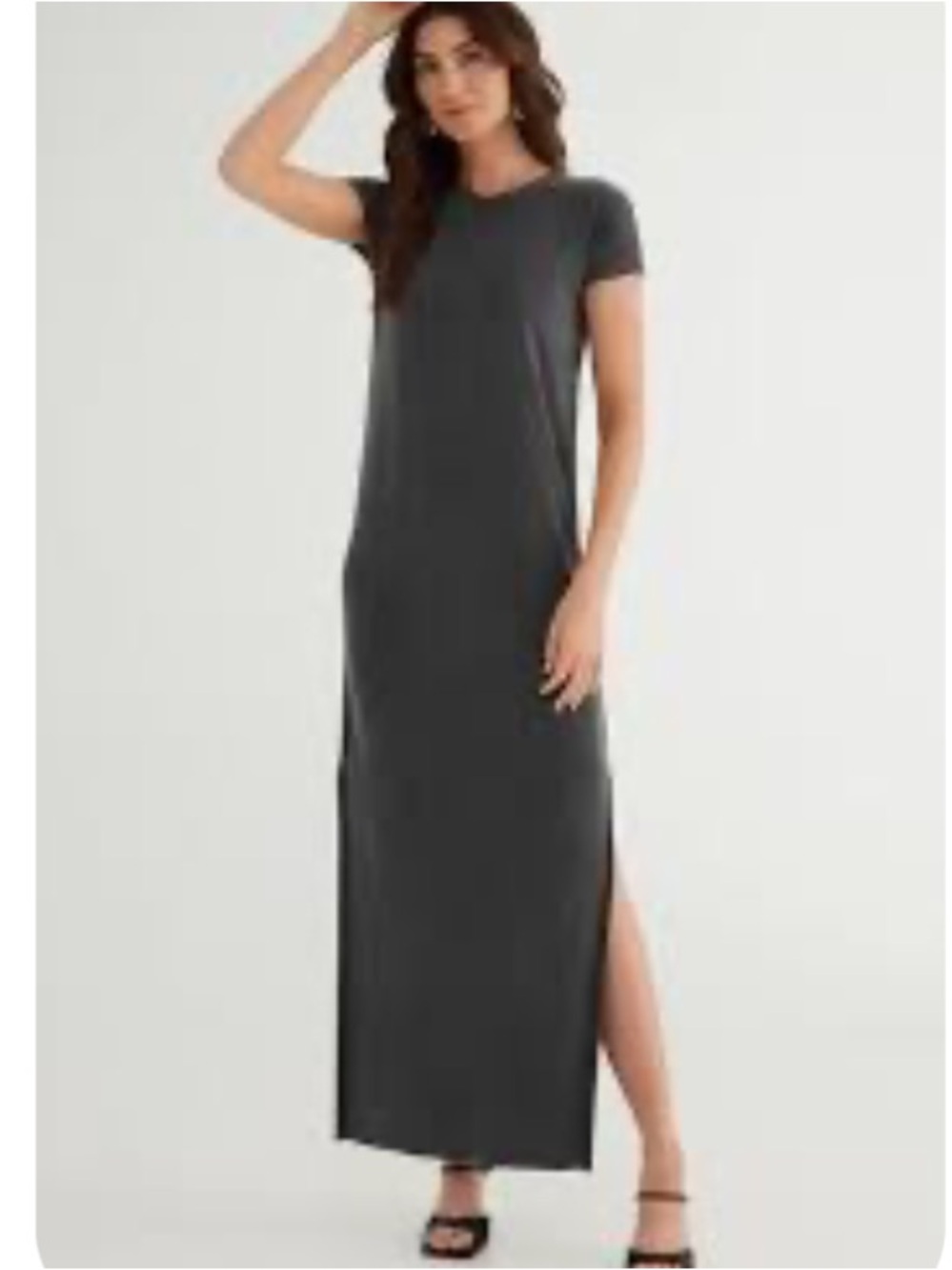 Old Navy Charcoal Short-Sleeve Maxi Dress with Side Slit